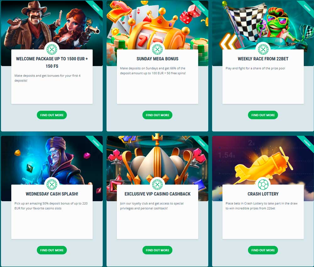 22bet Bonuses