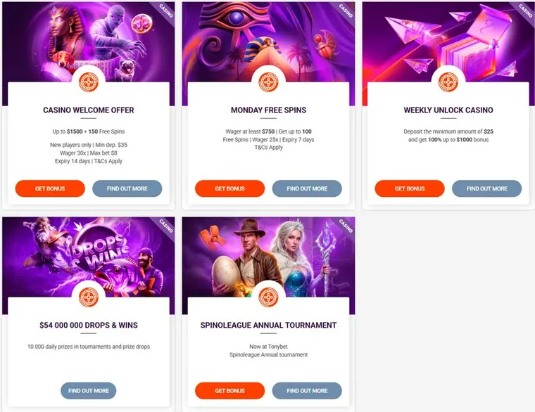 TonyBet Bonuses