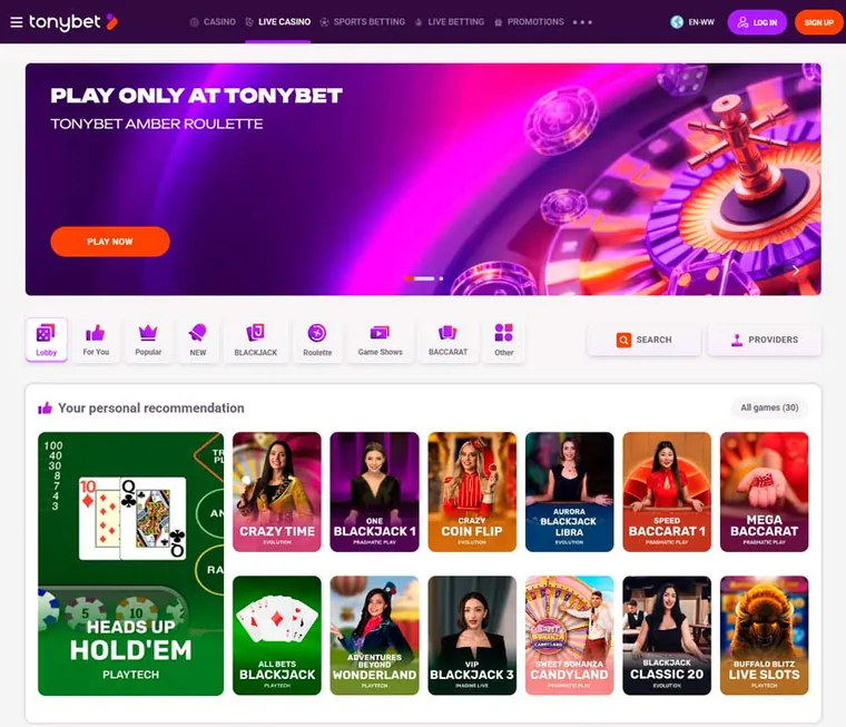 TonyBet Live Casino